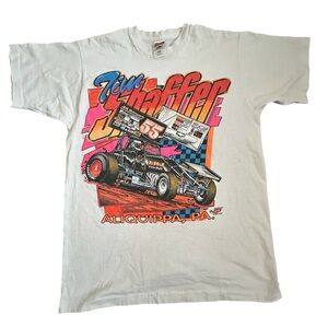 Vtg Tim Shaffer Drag Racing T Shirt Steel City Outlaw Graphic Tee Double Sided L